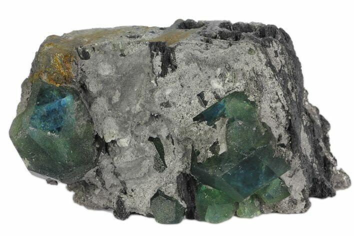 Blue-Green Cuboctahedral Fluorite Crystals - China #147082